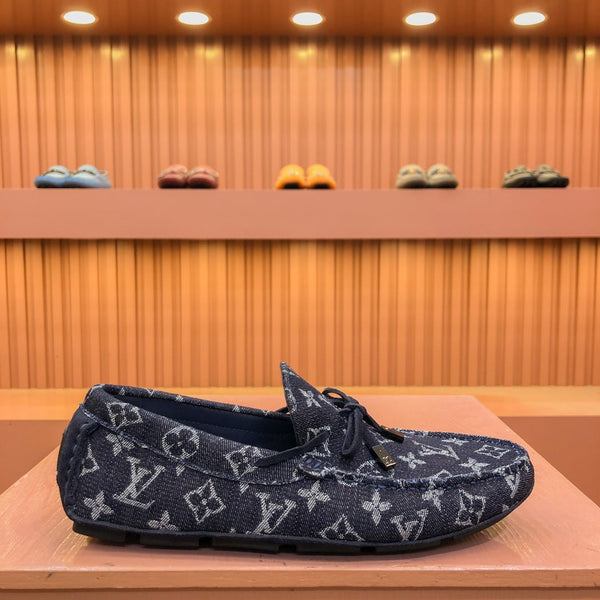 MOCASSINO LV IN DENIM MONOGRAM BLU NOTTE CON FIOCCO