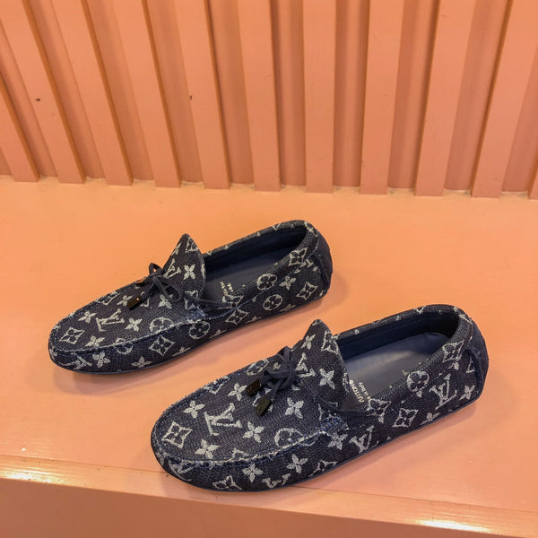MOCASSINO LV IN DENIM MONOGRAM BLU NOTTE CON FIOCCO