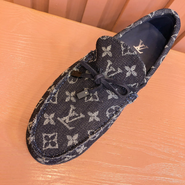 MOCASSINO LV IN DENIM MONOGRAM BLU NOTTE CON FIOCCO