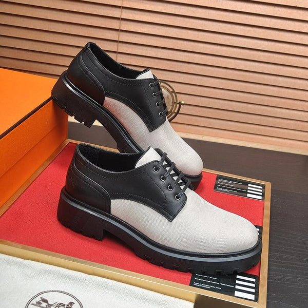 HM DANIEL TRAMPING SHOE BLACK AND CREAM BREATHABLE FABRIC