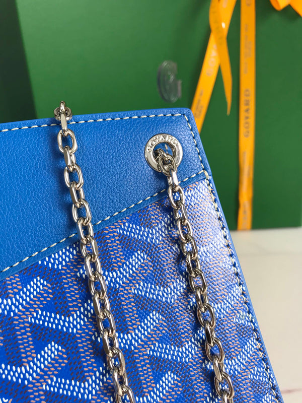 MINI BORSA ROUETTE STRUTTURATA 21 IN TELA GOYARDINE BLU ZAFFIRO E PELLE DI VITELLO