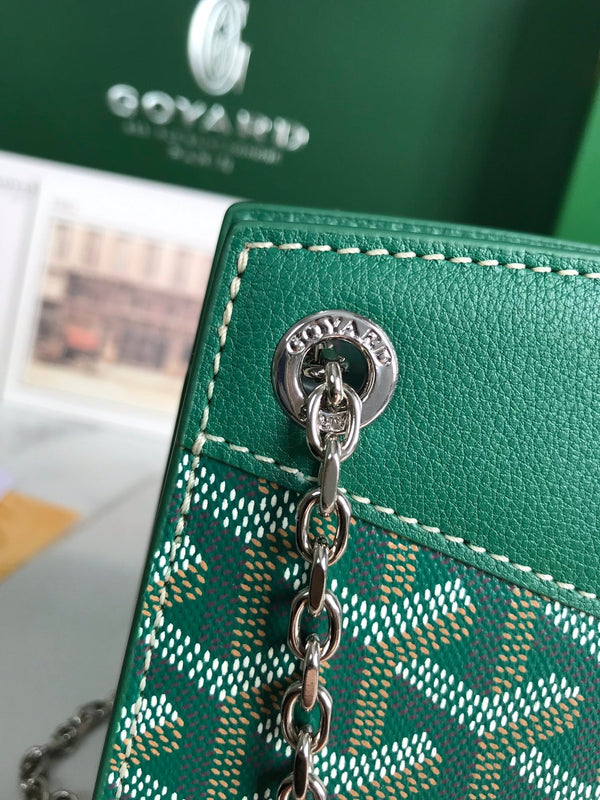 MINI BORSA ROUETTE STRUTTURATA 21 IN TELA GOYARDINE VERDE E PELLE DI VITELLO