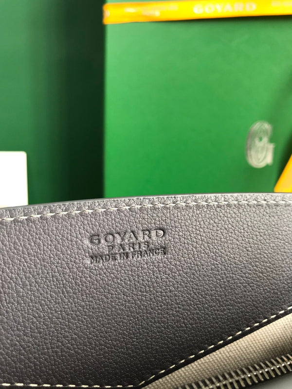 BORSA MINI ROUETTE STRUCTURÉ 21 IN TELA GOYARDINE GRIGIA NERA E PELLE DI VITELLO