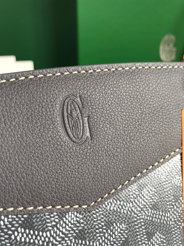 BORSA MINI ROUETTE STRUCTURÉ 21 IN TELA GOYARDINE GRIGIA NERA E PELLE DI VITELLO