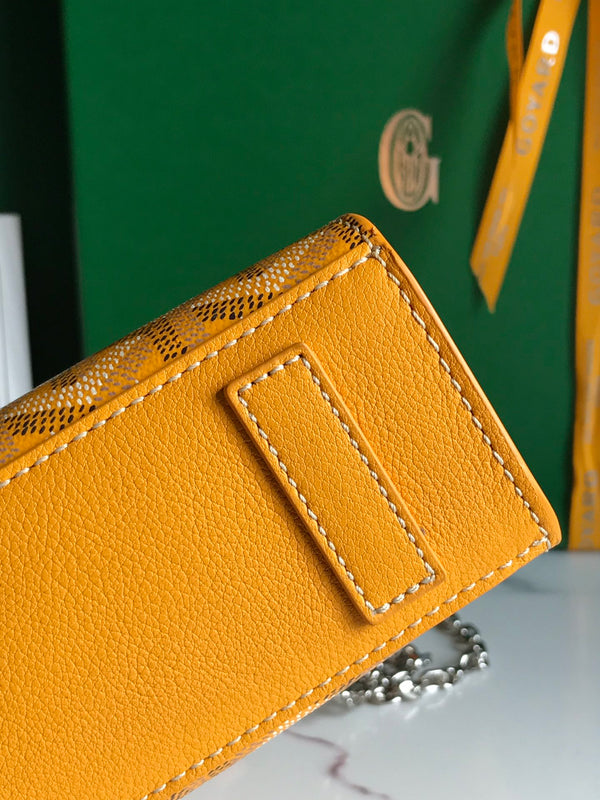 MINI BORSA ROUETTE STRUTTURATA 21 IN TELA GOYARDINE GIALLA E PELLE DI VITELLO