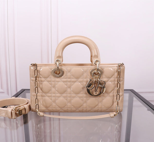 MEDIUM LADY D-JOY 26 BEIGE PELLE DI AGNELLO