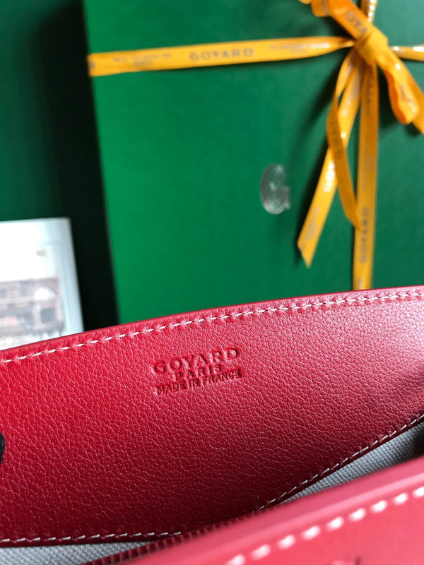 BORSA MINI ROUETTE STRUCTURÉ 21 IN TELA GOYARDINE ROSSA CLASSICA E PELLE DI VITELLO