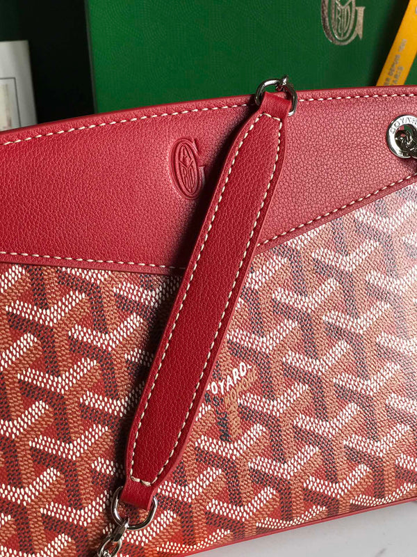 BORSA MINI ROUETTE STRUCTURÉ 21 IN TELA GOYARDINE ROSSA CLASSICA E PELLE DI VITELLO