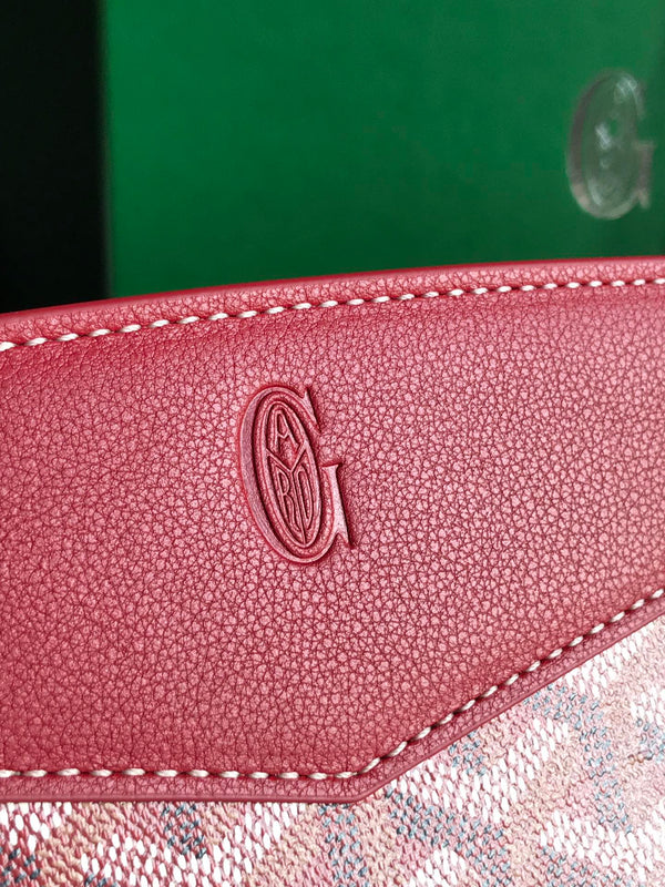 BORSA MINI ROUETTE STRUCTURÉ 21 IN TELA GOYARDINE ROSSA CLASSICA E PELLE DI VITELLO