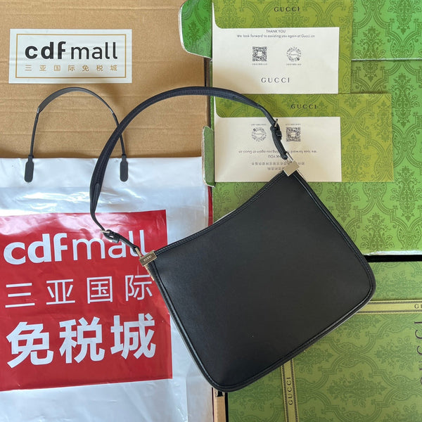 BORSA A TRACOLLA SLIM HORSEBIT PICCOLA 23 IN PELLE DI VITELLO NERA CON FERRAMENTA IN PALLADIO
