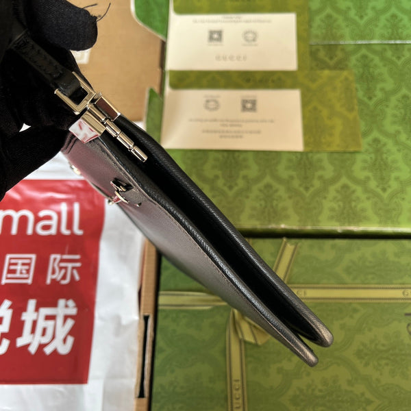 BORSA A TRACOLLA SLIM HORSEBIT PICCOLA 23 IN PELLE DI VITELLO NERA CON FERRAMENTA IN PALLADIO