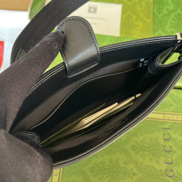 BORSA A TRACOLLA SLIM HORSEBIT PICCOLA 23 IN PELLE DI VITELLO NERA CON FERRAMENTA IN PALLADIO