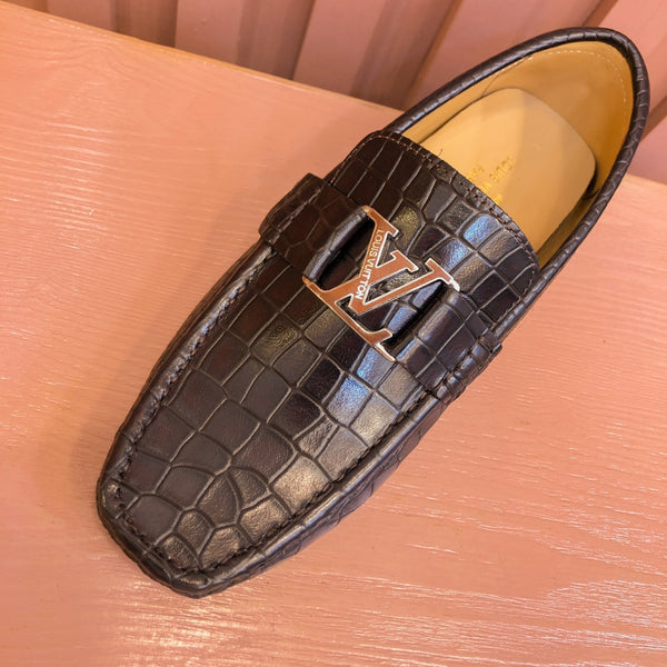 MOCASSINO LV IN PELLE DI VITELLO DAMIER NERA