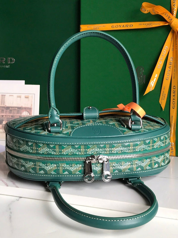 BORSA SAINT JEANNE MINI 26 IN TELA GOYARDINE VERDE E PELLE DI VITELLO