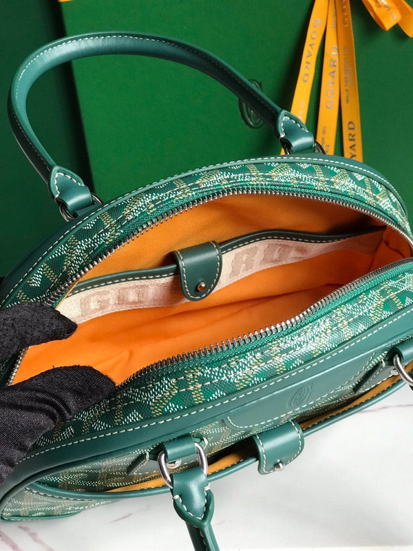 BORSA SAINT JEANNE MINI 26 IN TELA GOYARDINE VERDE E PELLE DI VITELLO