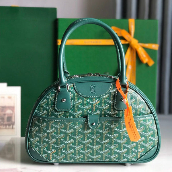 BORSA SAINT JEANNE MINI 26 IN TELA GOYARDINE VERDE E PELLE DI VITELLO