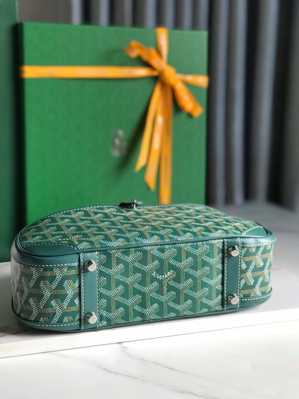 BORSA SAINT JEANNE MINI 26 IN TELA GOYARDINE VERDE E PELLE DI VITELLO