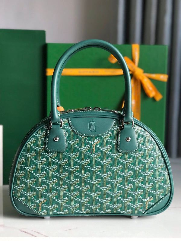 BORSA SAINT JEANNE MINI 26 IN TELA GOYARDINE VERDE E PELLE DI VITELLO