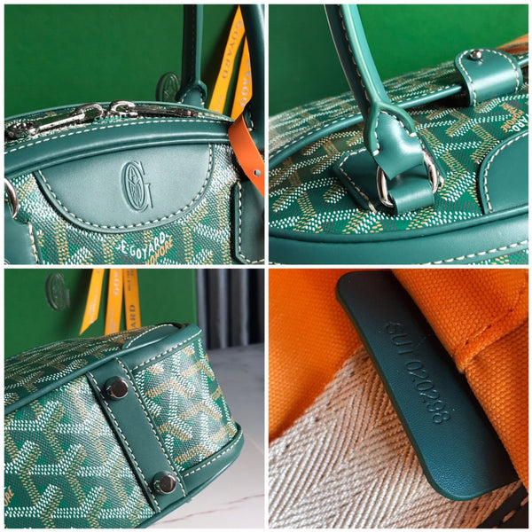 BORSA SAINT JEANNE MINI 26 IN TELA GOYARDINE VERDE E PELLE DI VITELLO
