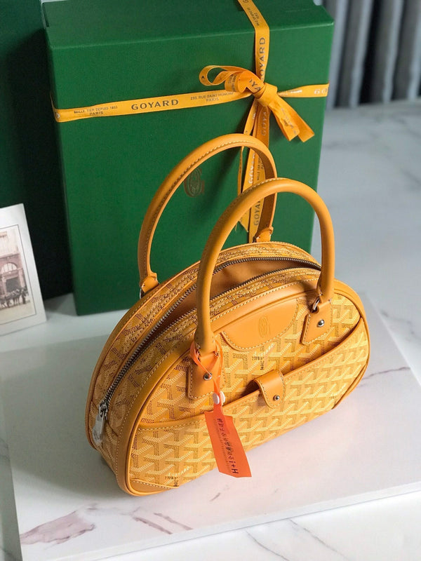BORSA SAINT JEANNE MINI 26 IN TELA GOYARDINE GIALLA E PELLE DI VITELLO