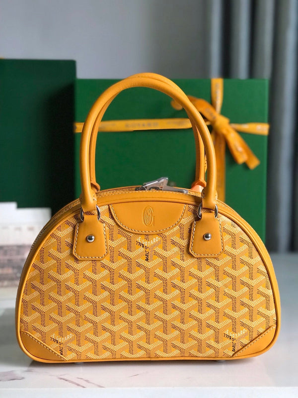 BORSA SAINT JEANNE MINI 26 IN TELA GOYARDINE GIALLA E PELLE DI VITELLO