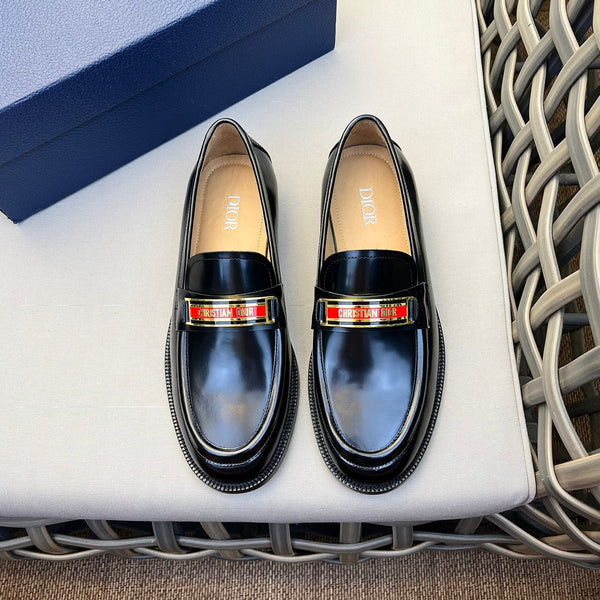 MOCASSINO CD CODE IN PELLE DI VITELLO NERA CON LOGO ROSSO