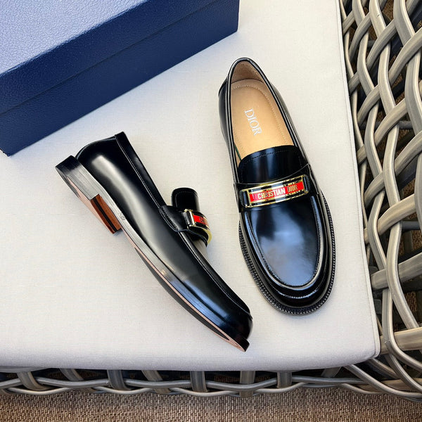 MOCASSINO CD CODE IN PELLE DI VITELLO NERA CON LOGO ROSSO