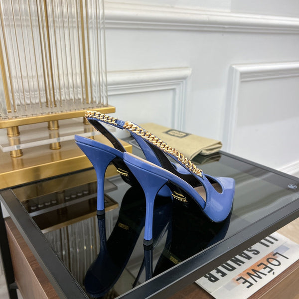 DÉCOLLETÉ GG SIGNORIA SLINGBACK IN PELLE DI AGNELLO CERULEO