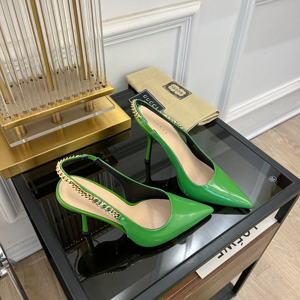 DÉCOLLETÉ GG SIGNORIA SLINGBACK IN PELLE DI AGNELLO SMERALDO