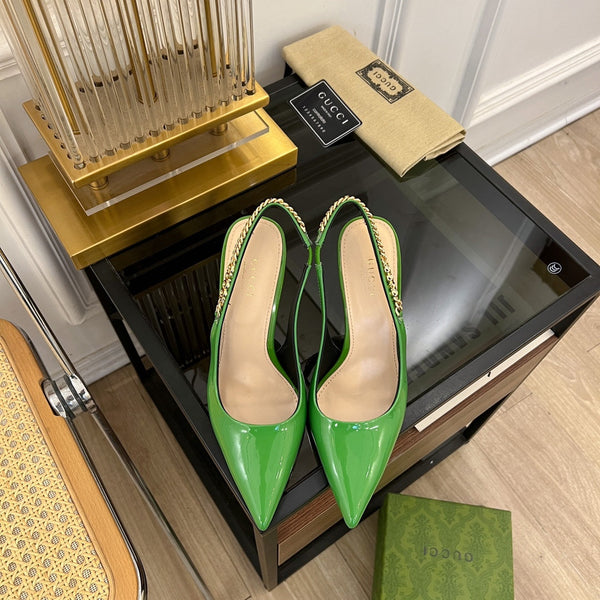 DÉCOLLETÉ GG SIGNORIA SLINGBACK IN PELLE DI AGNELLO SMERALDO