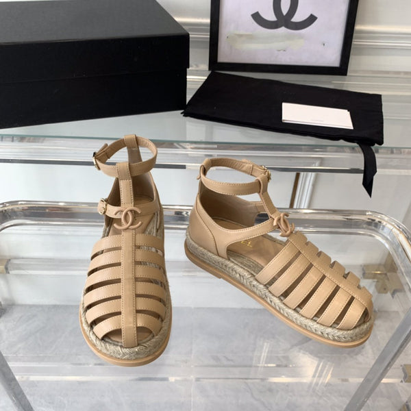 sandali romani medi cc in pelle di agnello beige