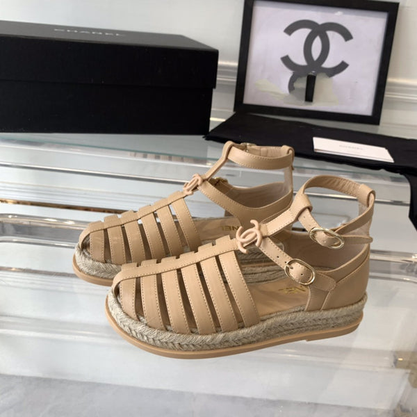 sandali romani medi cc in pelle di agnello beige