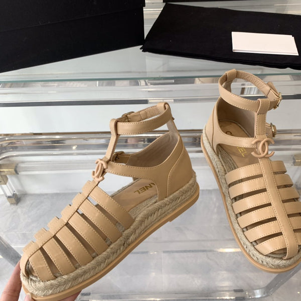 sandali romani medi cc in pelle di agnello beige