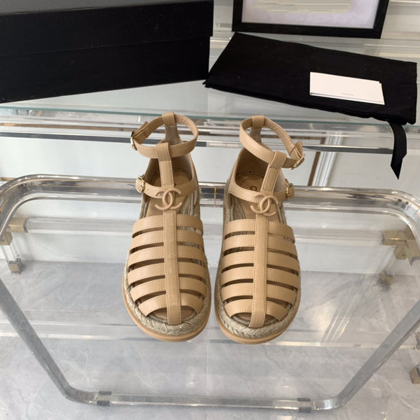 sandali romani medi cc in pelle di agnello beige