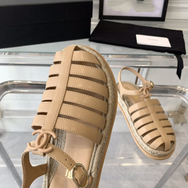 sandali romani cc in pelle di agnello beige