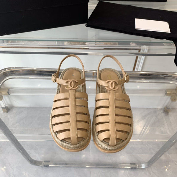 sandali romani cc in pelle di agnello beige