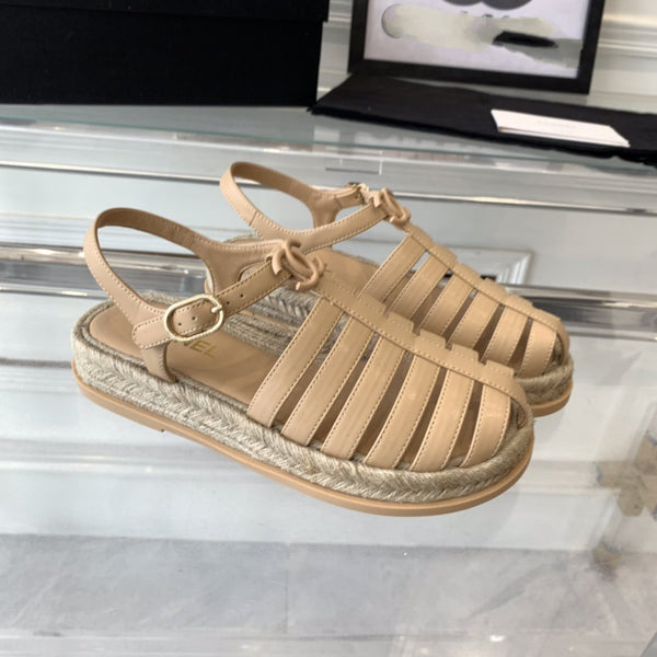sandali romani cc in pelle di agnello beige