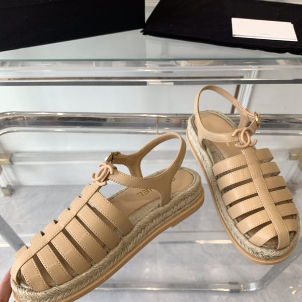sandali romani cc in pelle di agnello beige