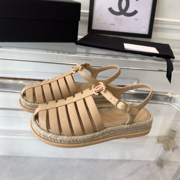 sandali romani cc in pelle di agnello beige