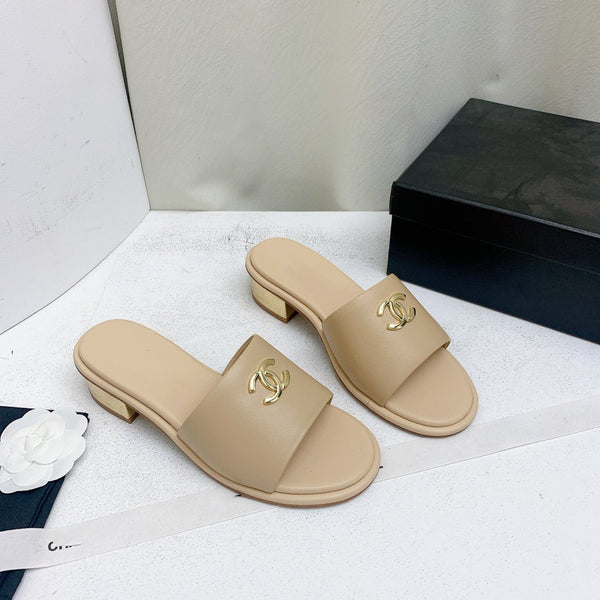 sandalo sabot 50 in pelle di agnello beige oro