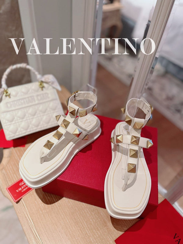 SANDALI INFRADITO ROCKSTUD IN PELLE DI VITELLO BIANCA