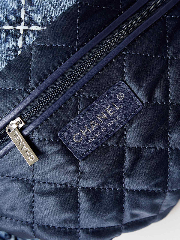 cc 22 hobo blu denim cucito hardware argento