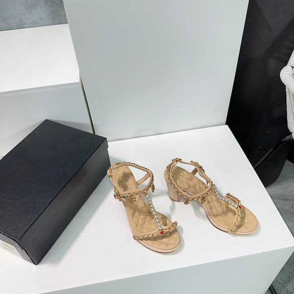 sandalo tacco alto 85 in pelle di vitello trapuntata beige