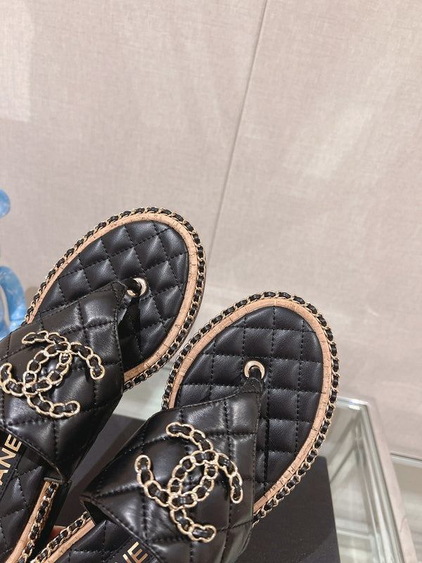 cc thong sandal 30 black quilted lambskin