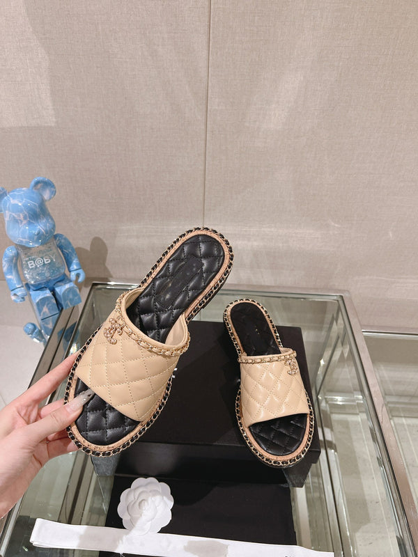 sandalo mulo 30 beige nero trapuntato in pelle di agnello