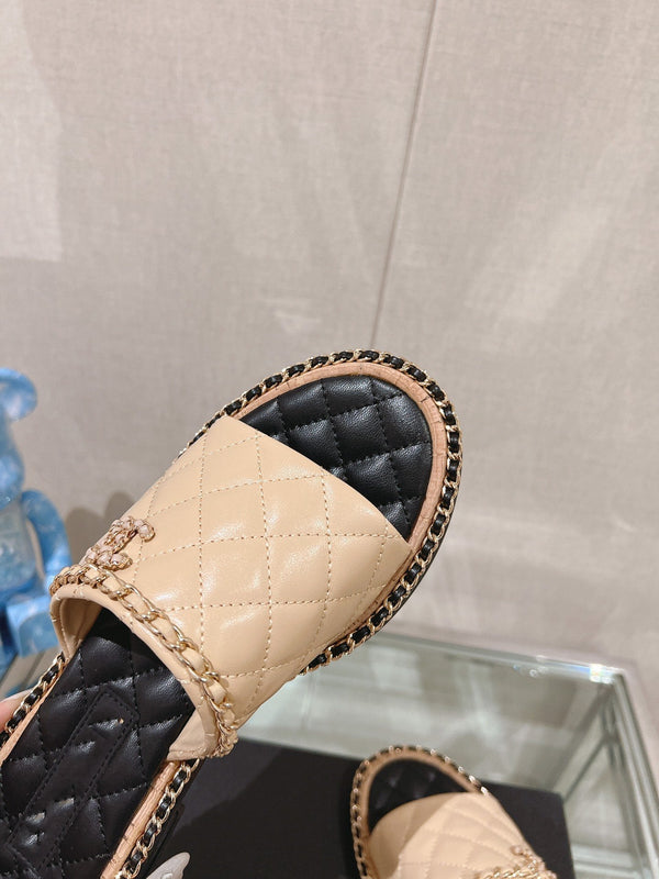 sandalo mulo 30 beige nero trapuntato in pelle di agnello