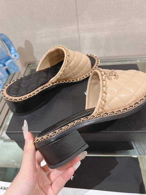 sandalo mulo 50 beige nero trapuntato in pelle di agnello