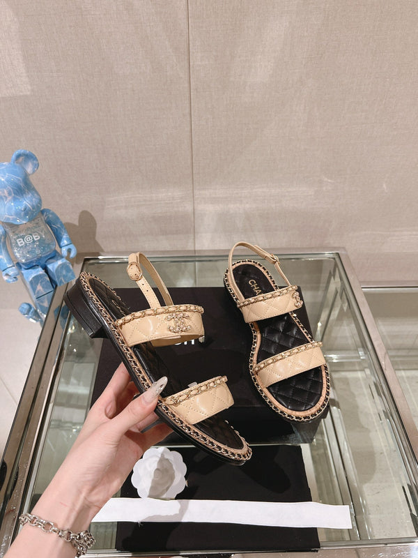 sandalo slingback 30 beige nero pelle di agnello trapuntata