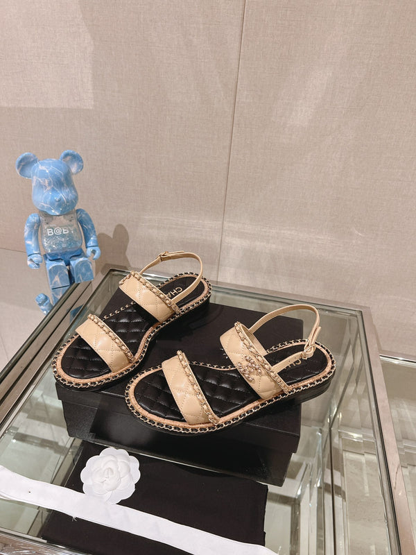 sandalo slingback 30 beige nero pelle di agnello trapuntata