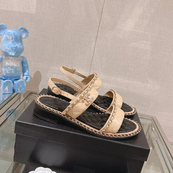 sandalo slingback 30 beige nero pelle di agnello trapuntata